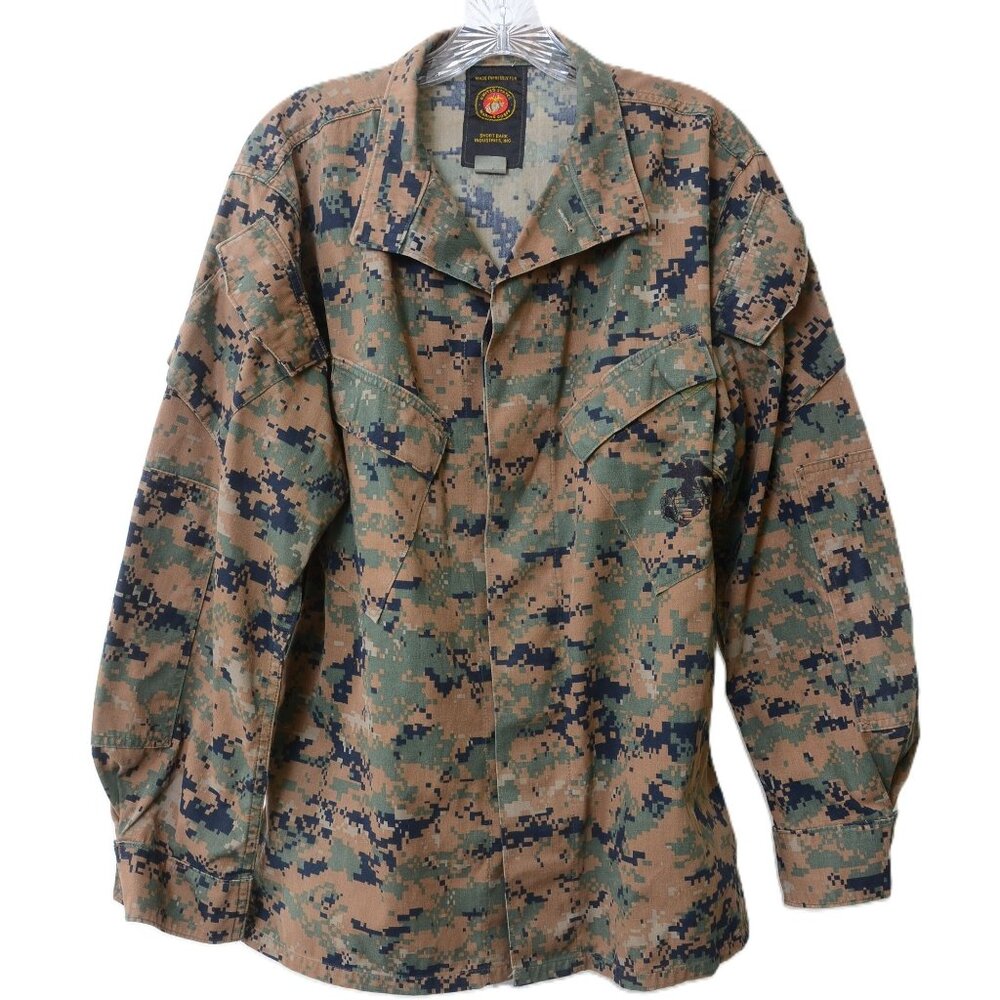 USMC Marpat Woodland Shirt Insect Guard Digi Camo Long Sleeve Men's M